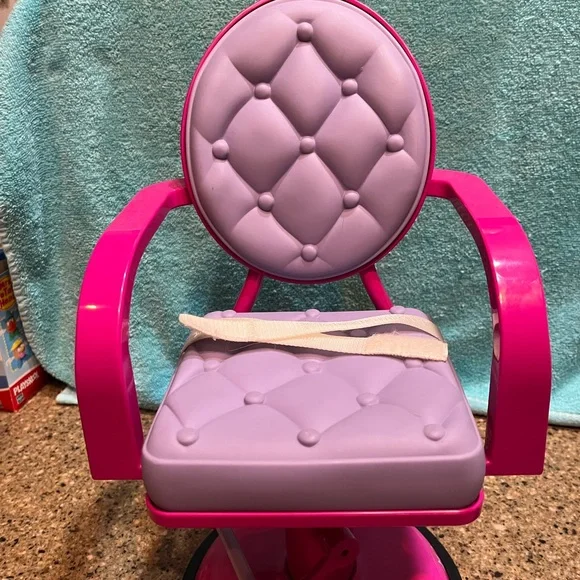 American Girl Doll Beauty Salon Chair Pink Purple Swivel Truly Me Suction Base - Picture 3 of 9
